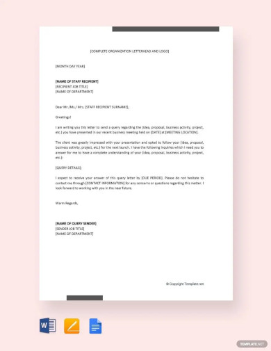 query letter sample to a staff