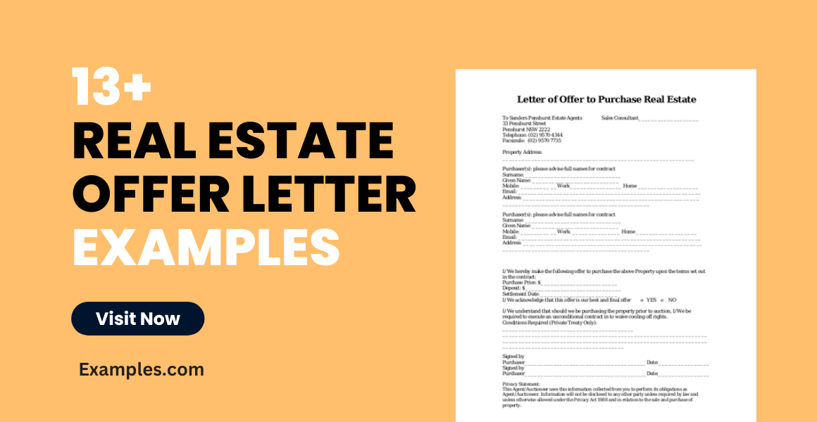 real estate offer letter examples