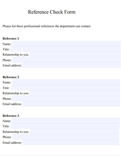 reference check form