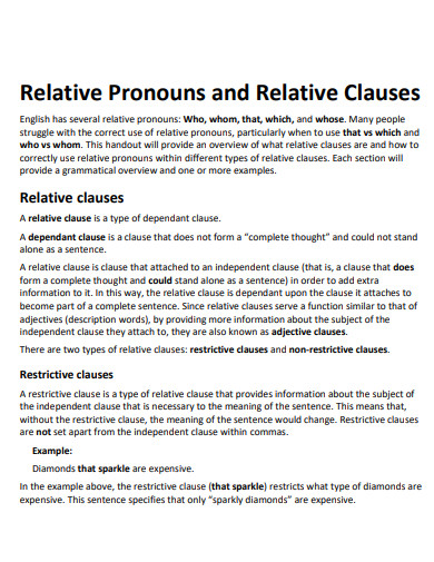 relative pronouns and relative clauses