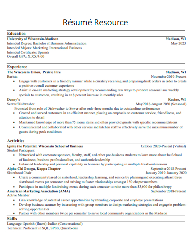 resume resource