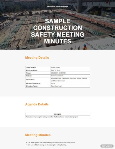 sample construction safety meeting minutes template
