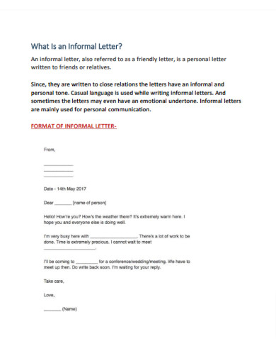 sample format of informal letter