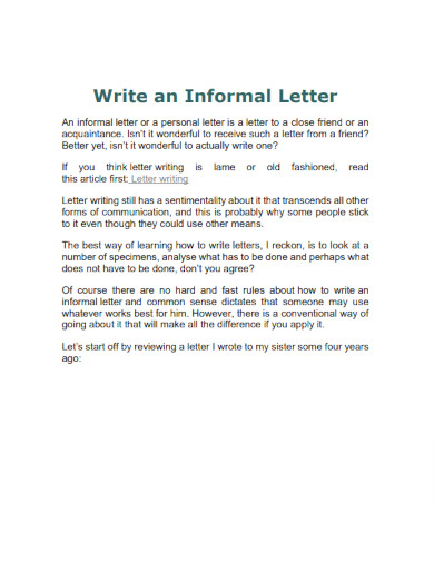 sample informal letter