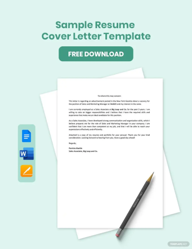 sample resume cover letter template