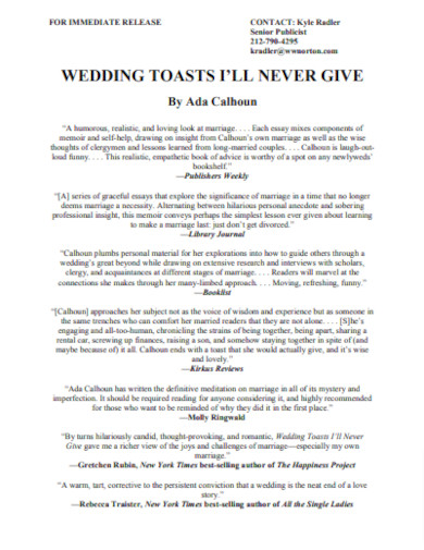 thesis statement for wedding toast