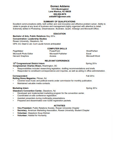 sample of an education resume