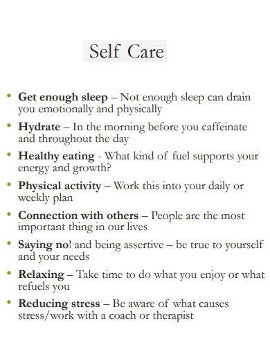 16+ Examples for Self Care in Word | Google Docs | Apple Pages | PDF ...