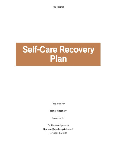 self care recovery plan template