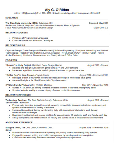 simple information technology resume