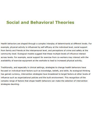 social and behavioral theories