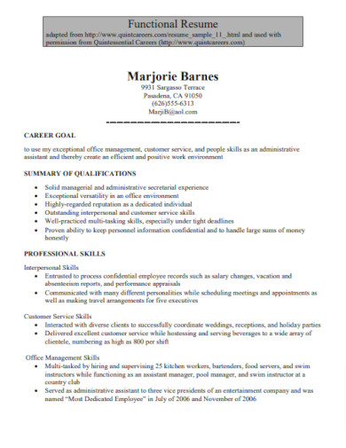standard functional resume