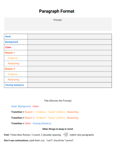 Standard Paragraph Format