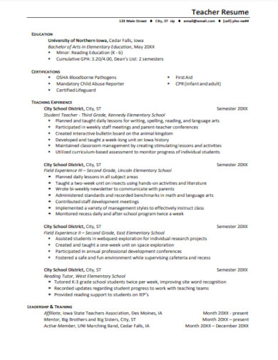 Teaching Resume - Examples, Word, Apple Pages, PSD, PDF | Examples