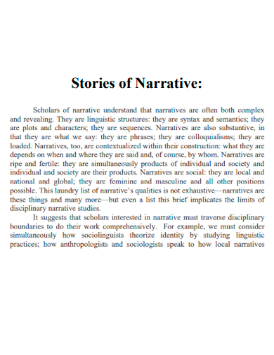 stories of narrative