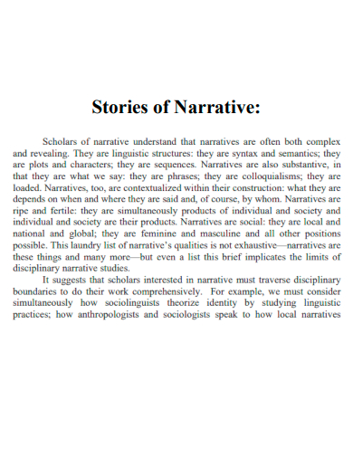 Stories of Narrative