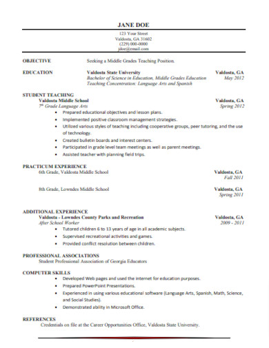 teacher candidate resume