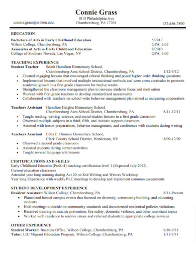teacher resume packet