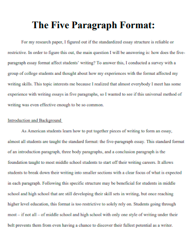 The Five Paragraph Format