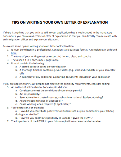tips on writing your own letter of explanation