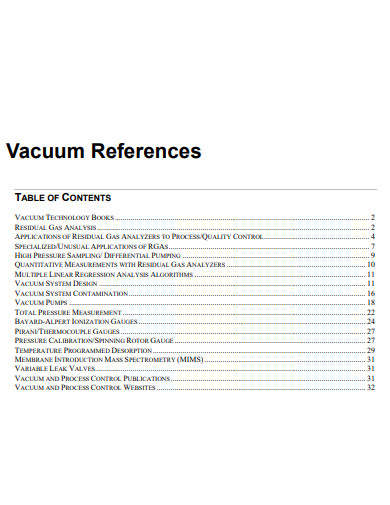 vacuum references
