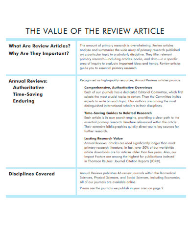 value of review article