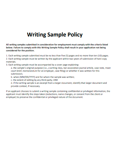writing sample policy