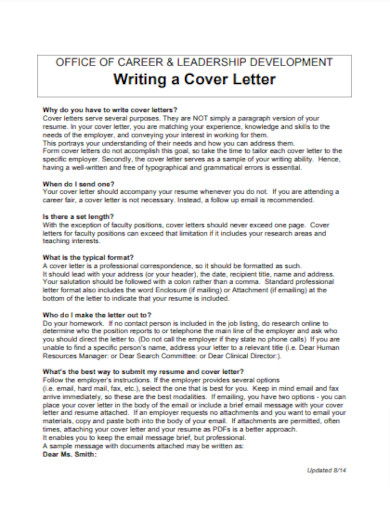 Writing a Cover Letter Example