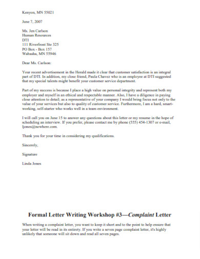 writing a formal letter