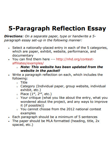 5 Paragraph Reflection Essay