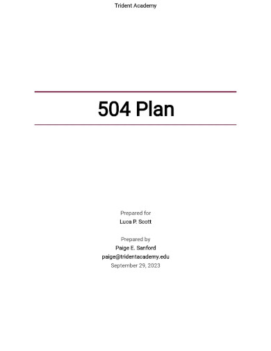 504 plan template