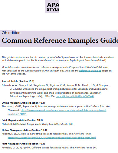 7th Edition APA Common Reference