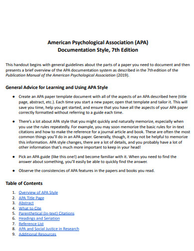 7th Edition APA Documentation