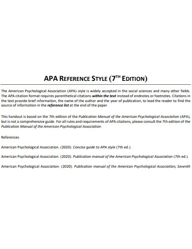 7th Edition APA Reference Style