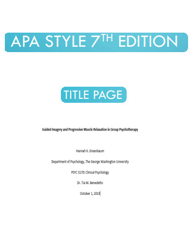 7th Edition APA Title Page