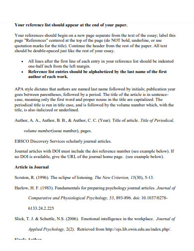 APA 7 Reference Page Example