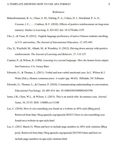 APA 7 Reference Page Format