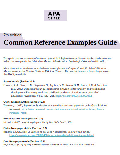 26+ APA 7 Reference Page Example | Examples