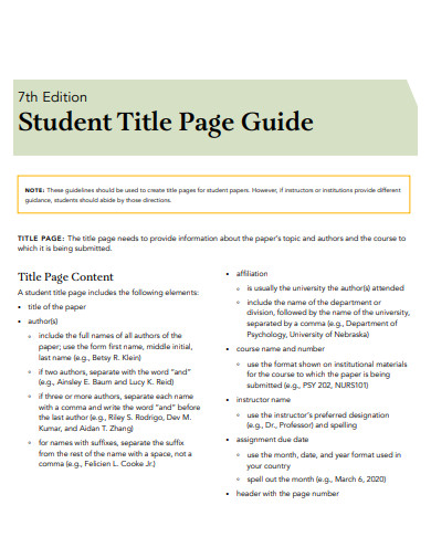 apa 7 student title page guide