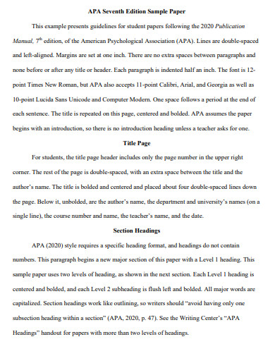 APA 7 Title Page Sample Paper