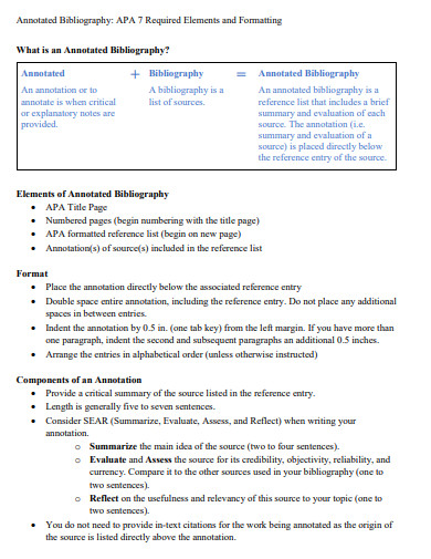 apa annotated bibliography formatting