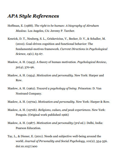 APA Style 7 Reference Page