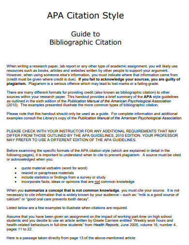 26 APA Style Citation Examples In PDF Examples   APA Style Citation Bibliographic 