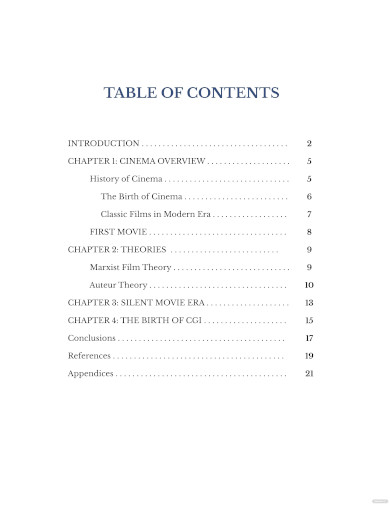 Apa Table Of Contents Template