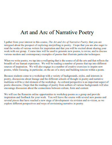 art and arc of narrative poetry