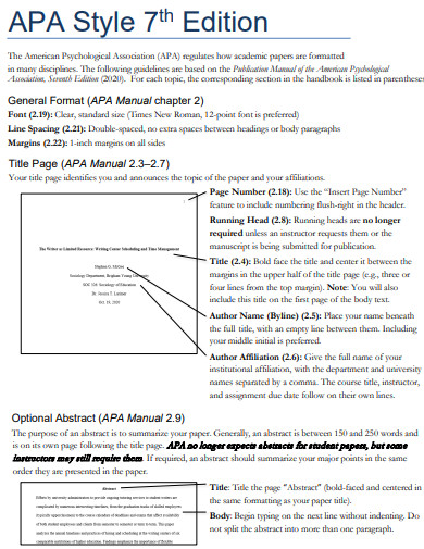 basic 7th edition apa format