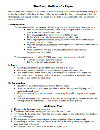 Basic MLA Outline