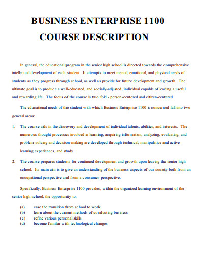 business course description