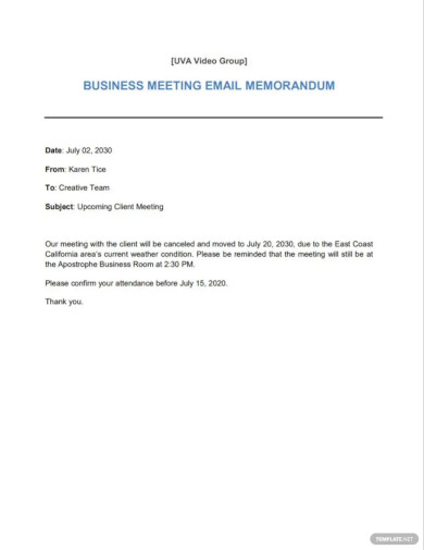 business email memo template