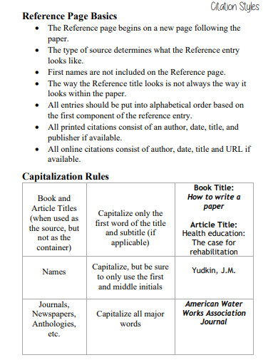 capitalization apa 7 reference page